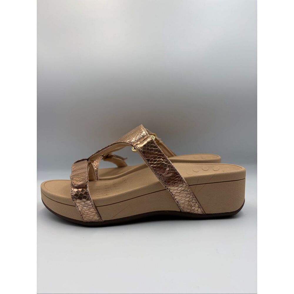 Vionic Ellie Metallic Snake Rose Gold Comfort Wedge Sandals Size 7 - Picture 9 of 10